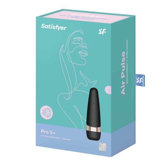 Satisfyer Pro 3+ - veekindel akutaruga kliitoristimulaator (must)
