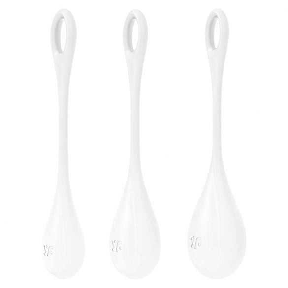 Satisfyer Yoni Power 1 - geiša kuulikomplekt - valge (3 osaline) 