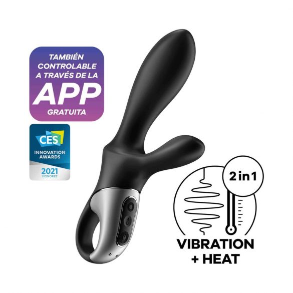 Satisfyer Heat Climax+ - nutikas, kuumutav, käepidemega anaalvibraator (must) 