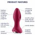 Satisfyer Rotator Plug 2 - akuga, pärliga anaalvibraator (fuksia) 