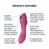 Satisfyer Curvy Trinity 3 - akutoitega õhulainetega 2in1 vibraator (punane) 