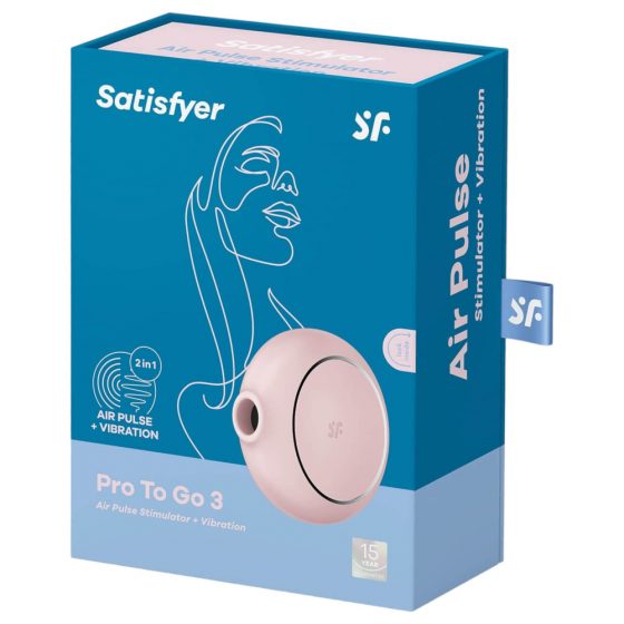 Satisfyer Pro To Go 3 - akuga, õhulainetega kliitori stimuleerija (roosa)