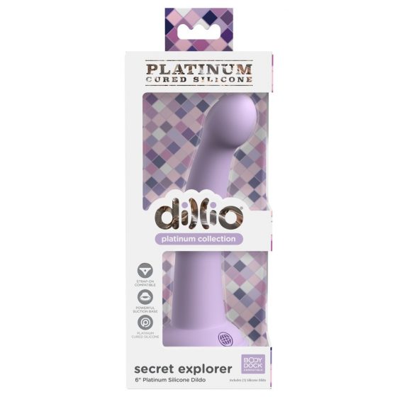 Dillio Secret Explorer - iminapõhjaga silikoonist dildo (lilla)