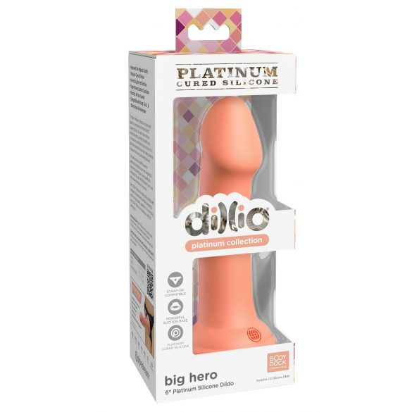 Dillio Suur Kangelane - iminapaga silikoonist dildo (17cm) - oranž 