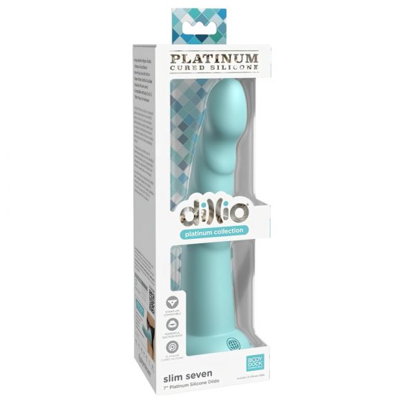 Dillio Slim Seven - iminapaga kinnitusega stimuleeriv dildo (20 cm) - türkiis