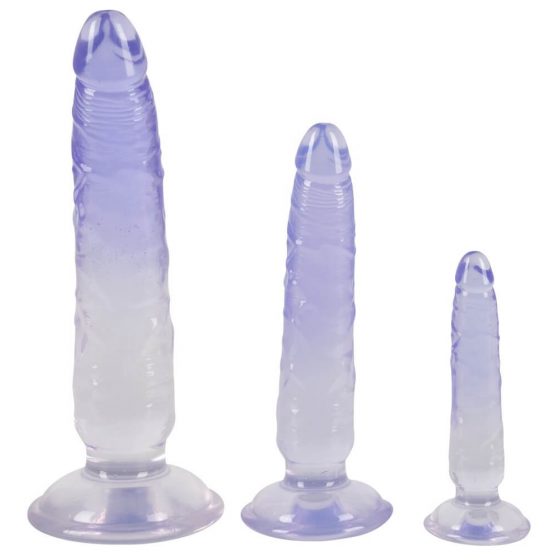 Crystal Clear - anaal treener dildokomplekt - 3 tk (läbipaistvalt sinine)