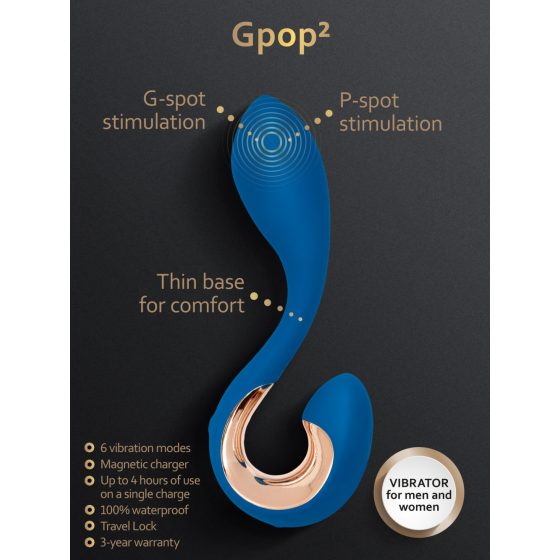 G-Vibe G-Pop 2 - akuga, veekindel G/P-punkti vibraator (sinine)