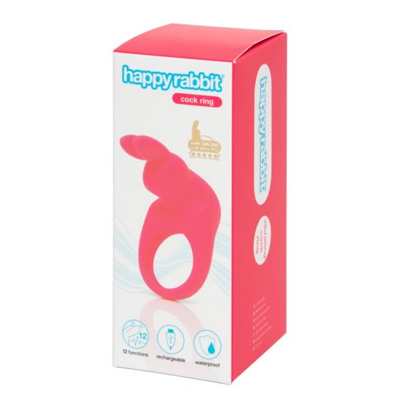 Happyrabbit Cock - akulaetav vibraatorega peeniserõngas (roosa)
