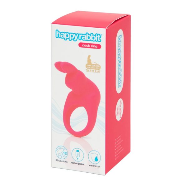 Happyrabbit Cock - akulaetav vibraatorega peeniserõngas (roosa)