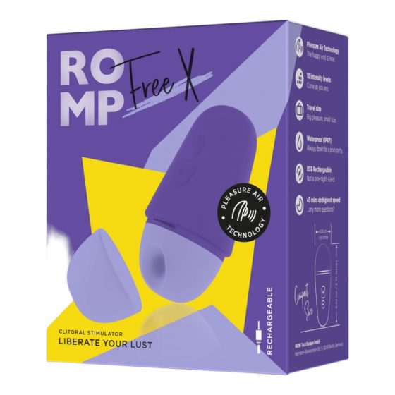ROMP Free X - akutoitega, õhulainega kliitori stimuleerija (lilla)