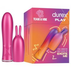   Durex Tease & Vibe - akuga vibraator jänku kliitori stimulaatoriga (roosa)