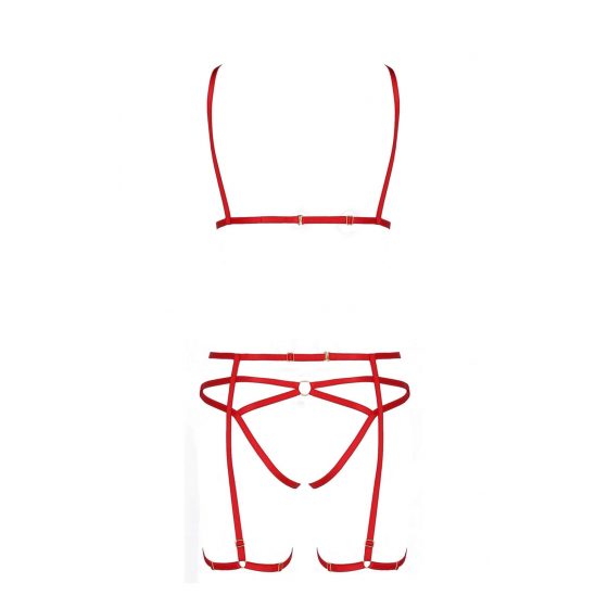 Passion Magali - kaunistus keha- ja pesukomplekt - 3-osaline (punane)