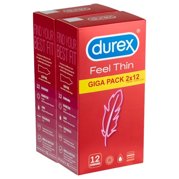 Durex Feel Thin - elutru tunde kondoomipakend (2x12 tk)