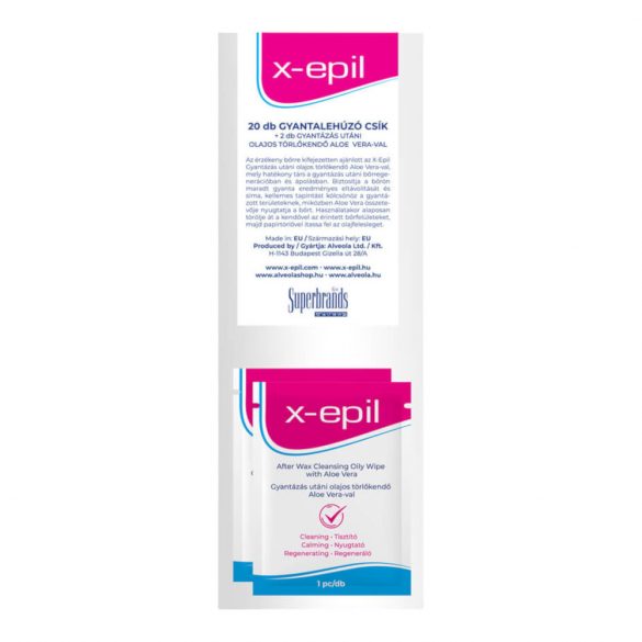 X-Epil - eemaldustekstiilribad (20 tk), õlised salvrätikud (2 tk)