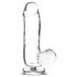 Addiction Crystal - alusega, munanditega dildo (läbipaistev) - 15cm