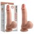 Kaksikihiline realistlik dildo munanditega, 18cm (naturaalne)