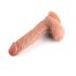 Topelt tihedus - iminapaga, munanditega elutru dildo - 20 cm (naturaalne) 