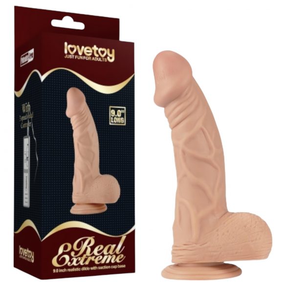 Lovetoy Real Extreme - iminapaga munanditega dildo - 23cm (naturaalne)