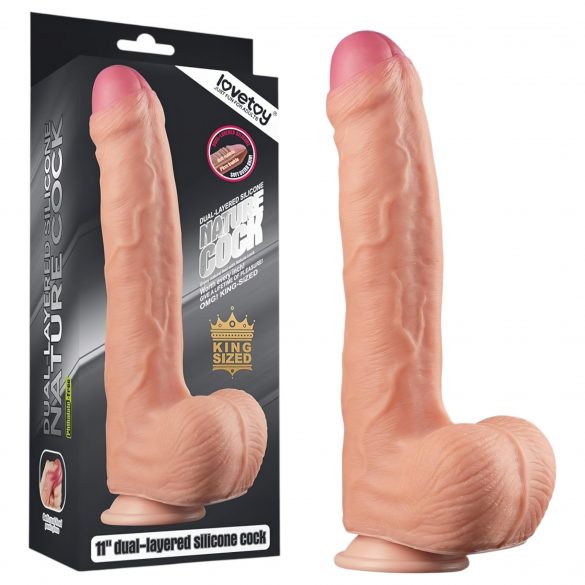 Lovetoy Nature' kuke - kahekordne realistlik dildo - 28cm (naturaalne)