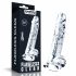 Lovetoy Flawless Clear - iminapaga ja munadega dildo - 19cm (läbipaistev) 