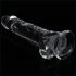 Lovetoy Flawless Clear - iminapaga ja munadega dildo - 19cm (läbipaistev) 