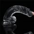 Lovetoy Flawless Clear - iminapaga ja munadega dildo - 19cm (läbipaistev) 