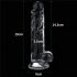 Lovetoy Flawless Clear - iminapaga ja munadega dildo - 19cm (läbipaistev) 