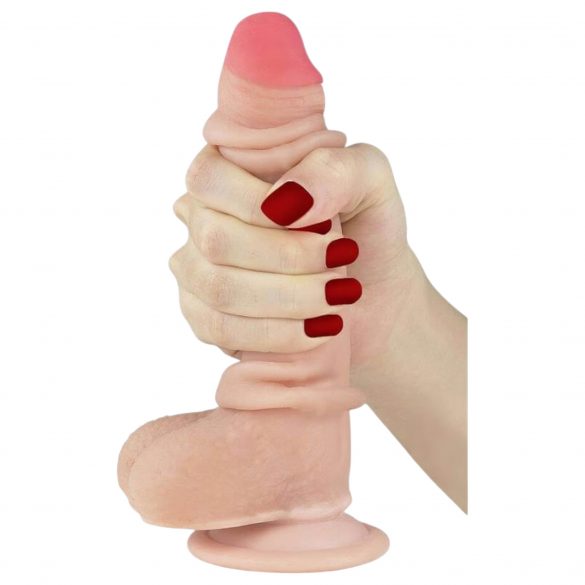 Lovetoy Liug-Nahk - kahesuunaline iminapaga dildo - 18cm (naturaalne) 