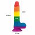 Lovetoy Prider - elutru munanditega dildo - 20 cm (vikerkaar) 