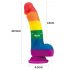 Lovetoy Prider - elutru vedelik silikoonist dildo - 19cm (vikerkaar) 