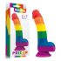 Lovetoy Prider - elutru vedelik silikoonist dildo - 19cm (vikerkaar) 