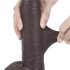 Lovetoy libisev nahk - kahekordne iminapaga dildo - 23 cm (pruun) 