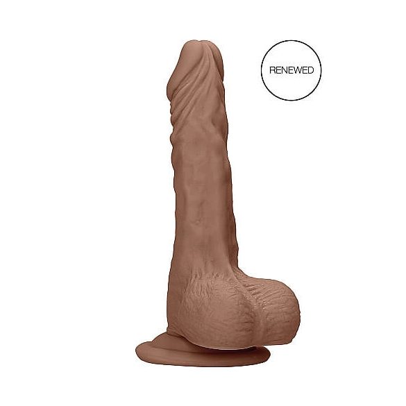 RealRock Dong 7 - elutru munanditega dildo (17cm) - tume naturaalne 