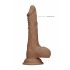 RealRock Dong 7 - elutru munanditega dildo (17cm) - tume naturaalne 