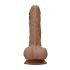 RealRock Dong 7 - elutru munanditega dildo (17cm) - tume naturaalne 