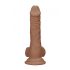 RealRock Dong 7 - elutru munanditega dildo (17cm) - tume naturaalne 