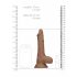 RealRock Dong 7 - elutru munanditega dildo (17cm) - tume naturaalne 