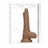 RealRock Dong 10 - elutru, munanditega dildo (25 cm) - tume naturaalne