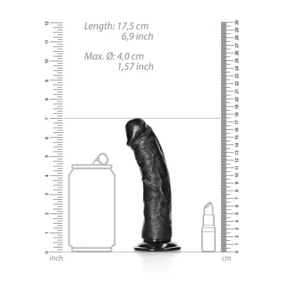 RealRock - imitatseeritud iminapaga dildo - 15,5cm (must)