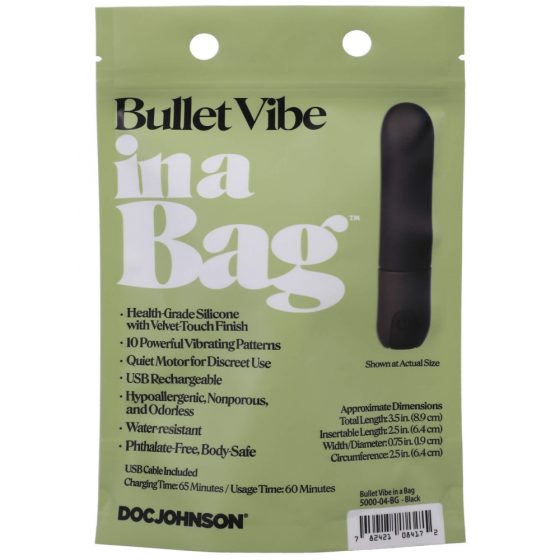 Doc Johnson Bullet Vibe - akuga, veekindel pulkvibraator (must)