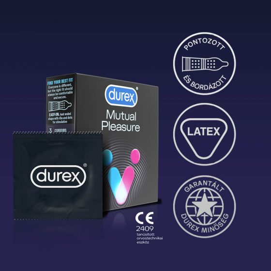 Durex Mutual Pleasure - viivitava ja stimuleeriv kondoom (3 tk)