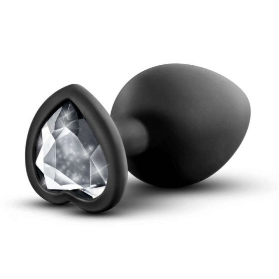 Temptasia S - hõbedaga kividega, südamekujuline anaaldildo (must) - väike