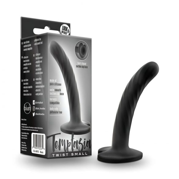 Temptasia Twist Small - kleepuv alus keeratud dildo (must)