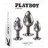 Playboy anaalplugide komplekt - 3 osa (hõbedane)