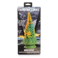   Creature Cocks Monstropus - kaheksajala kombits dild - 22cm (kollane-roheline)