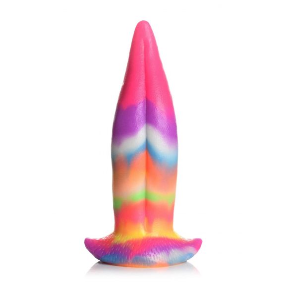 Creature Cocks Keel - helendav silikoonist dildo - 21 cm (vikerkaar) 