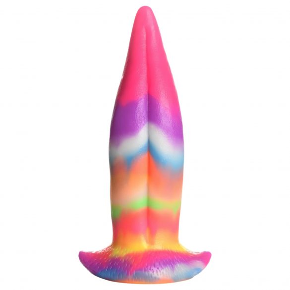 Creature Cocks Keel - helendav silikoonist dildo - 21 cm (vikerkaar) 