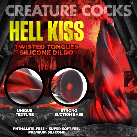 Creature Cocks Hell Kiss - keeratud silikoonist dildo - 19cm (punane)