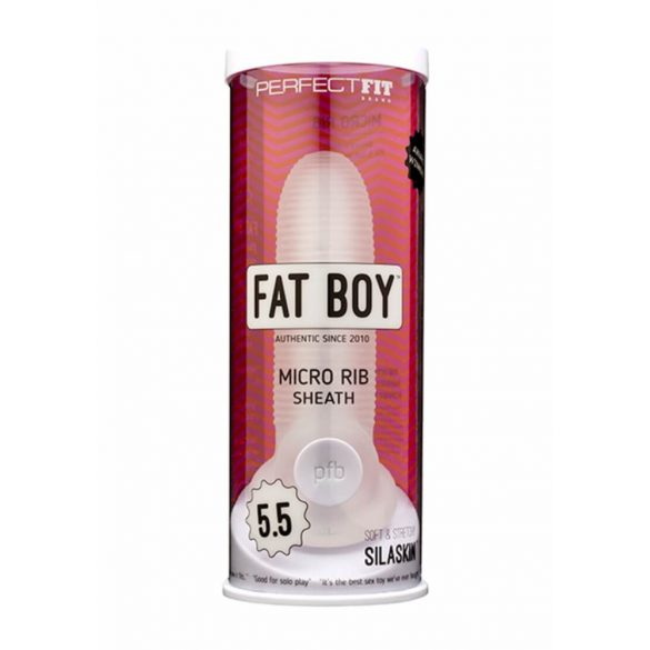 Fat Boy Micro Ribbed - peenisevarrukas (15cm) - piimvalge 