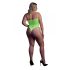 Ouch! - helendavate rihmadega neoonroheline body  - XL-4XL